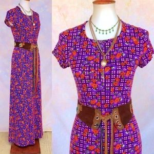 New! True Vintage🦄70s Psychedelic Floral Maxi Dress!🦄